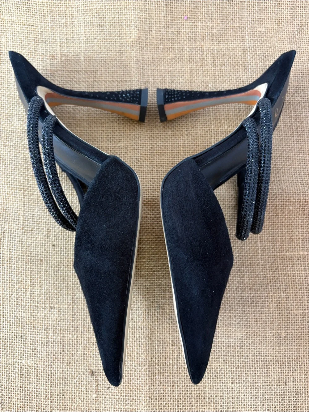 Sam Edelman AugustinaBlack Pointed Toe Beaded-Double Strap and Mule Heel 8.5
